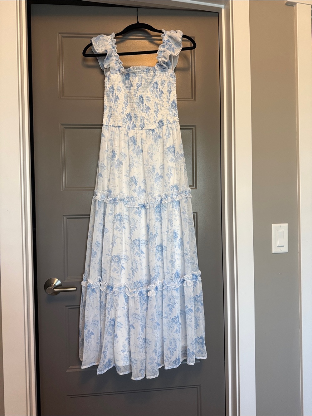 Altar'd State Blue and White Floral Maxi Dress NWT